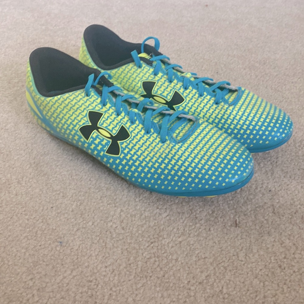 Under Armour Force Blue and Yellow Lace-Up Soccer Cleats  - Good Condition